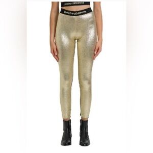 paco rabanne metallic gold leggings